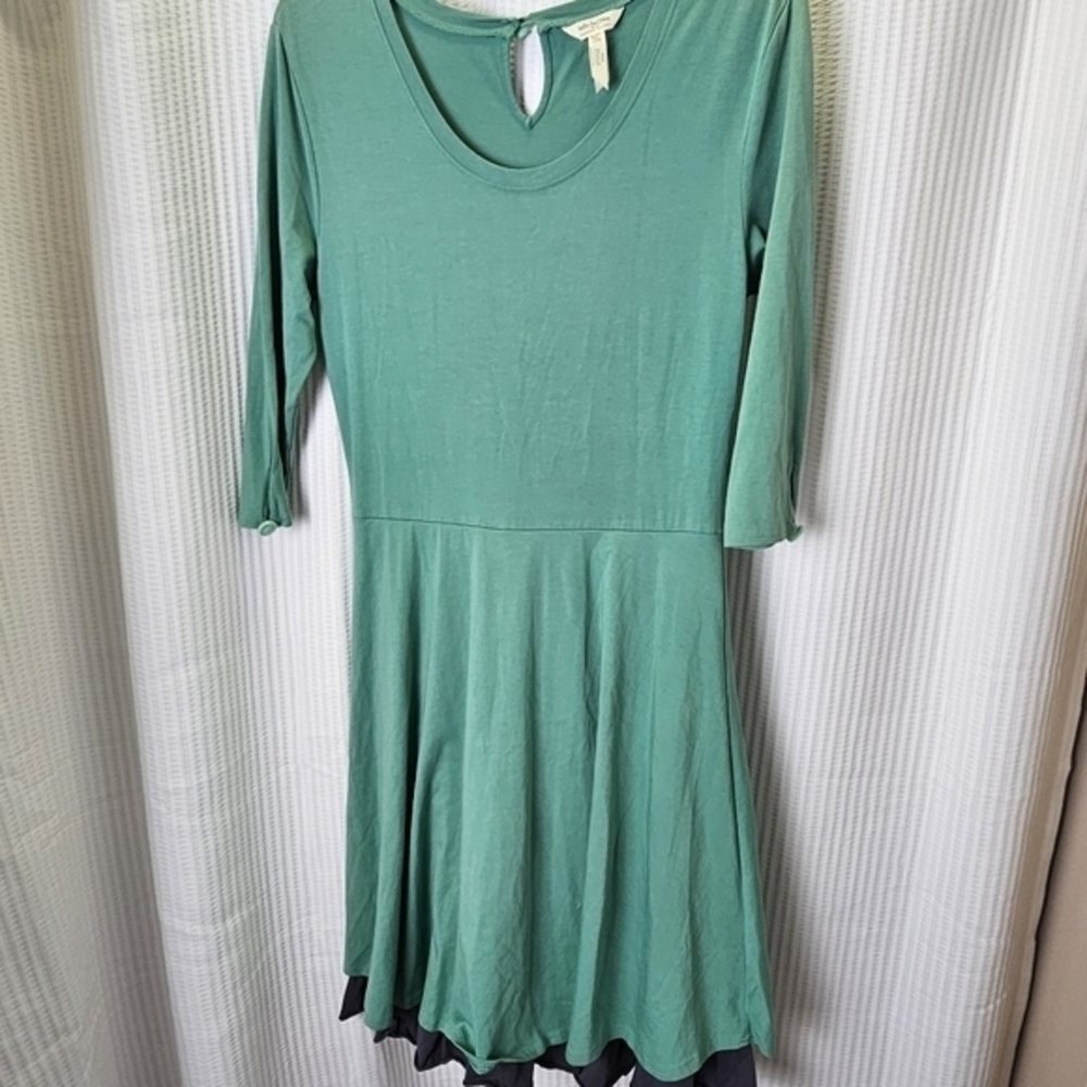 Matilda Jane Dress in Green and Navy Medium Double Skirt Cute Buttons